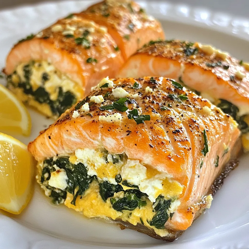Stuffed Salmon with Spinach Feta Flavorful Delight