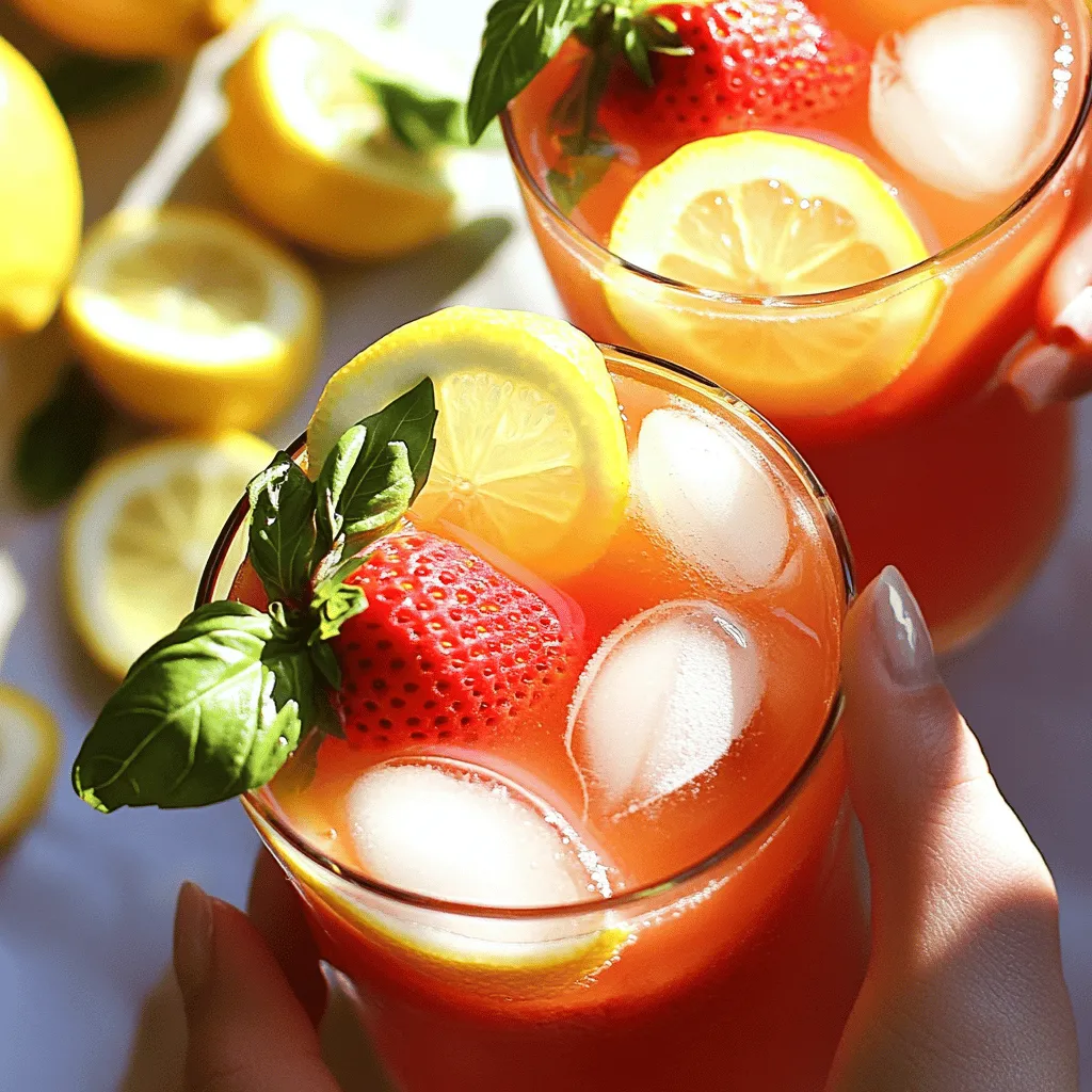 Strawberry Basil Lemonade Refreshing Summer Drink