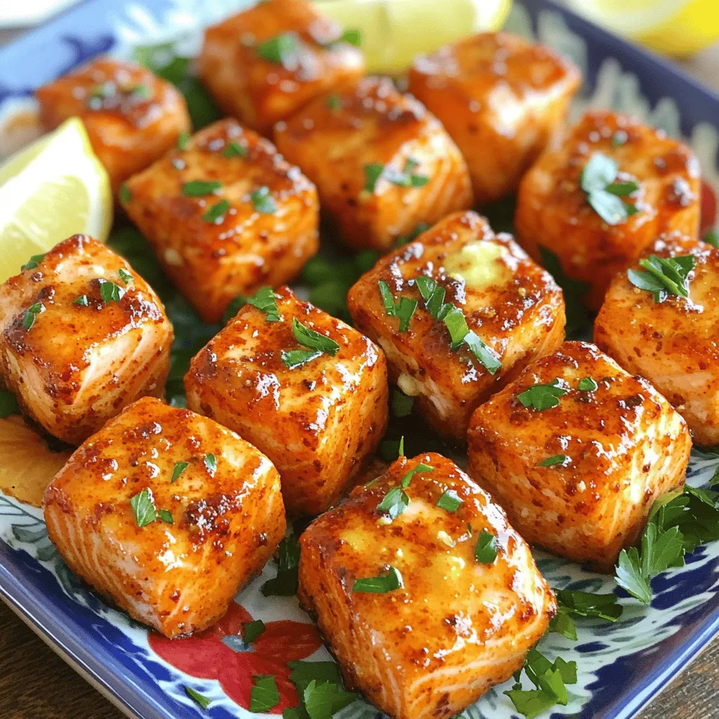 Air Fryer Spicy Garlic Butter Salmon Bites Recipe