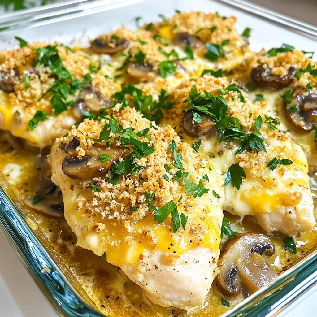 Mouthwatering Mushroom Swiss Chicken Bake Delight