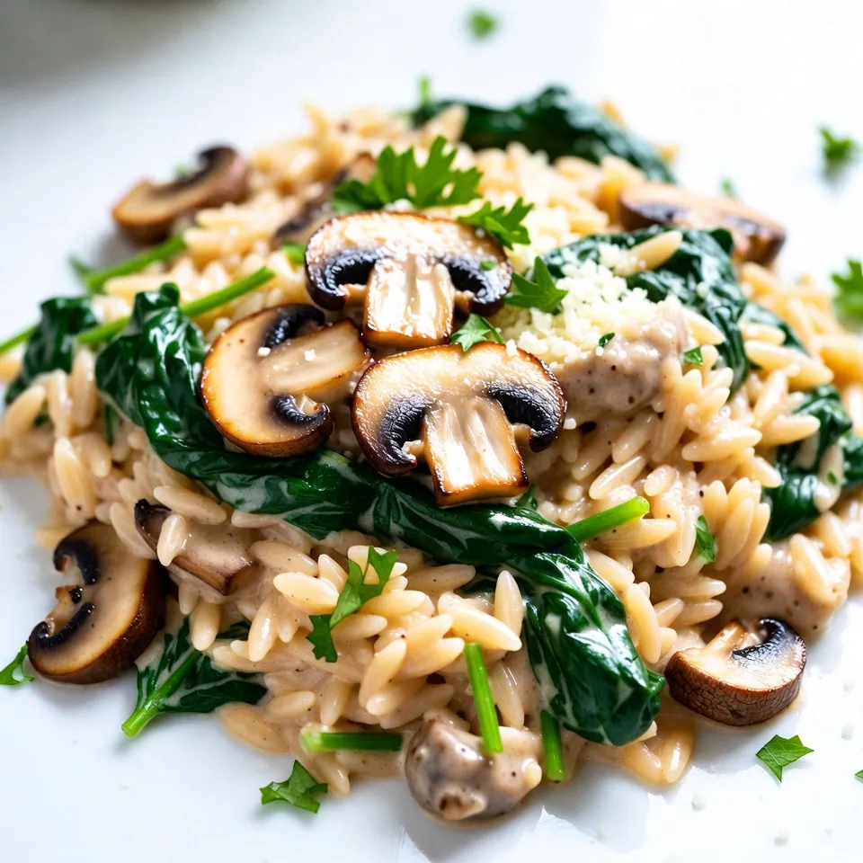 Creamy Mushroom Spinach Orzo Flavorful One-Pot Meal