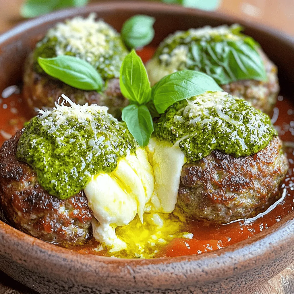 Pesto Mozzarella Stuffed Meatballs Easy Family Dish