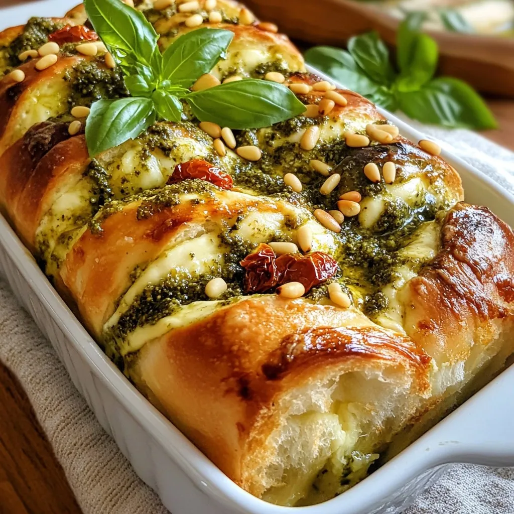 Pesto Mozzarella Stuffed Bread Hearty and Flavorful Dish