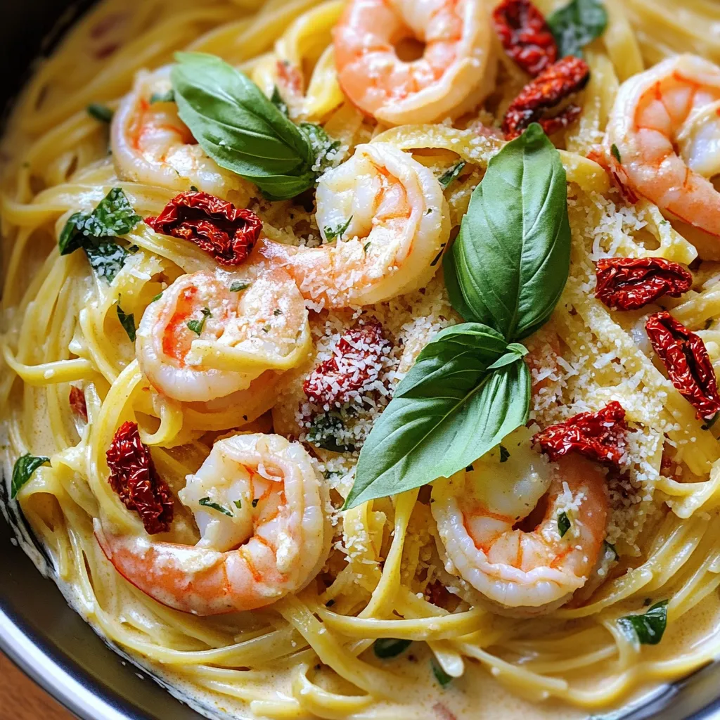 One-Pot Creamy Sun-Dried Tomato Shrimp Pasta Delight