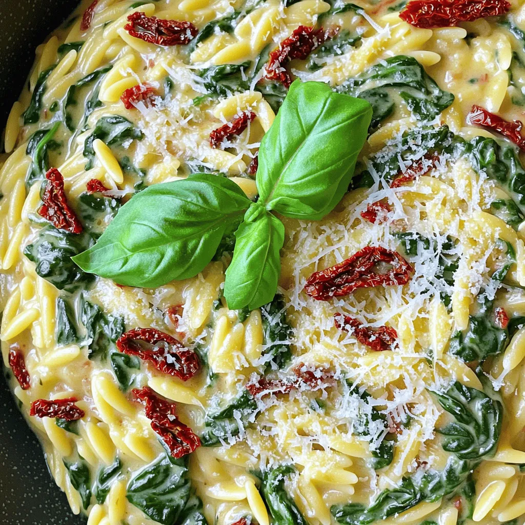 Creamy Spinach &#038; Sun-Dried Tomato Orzo Delight