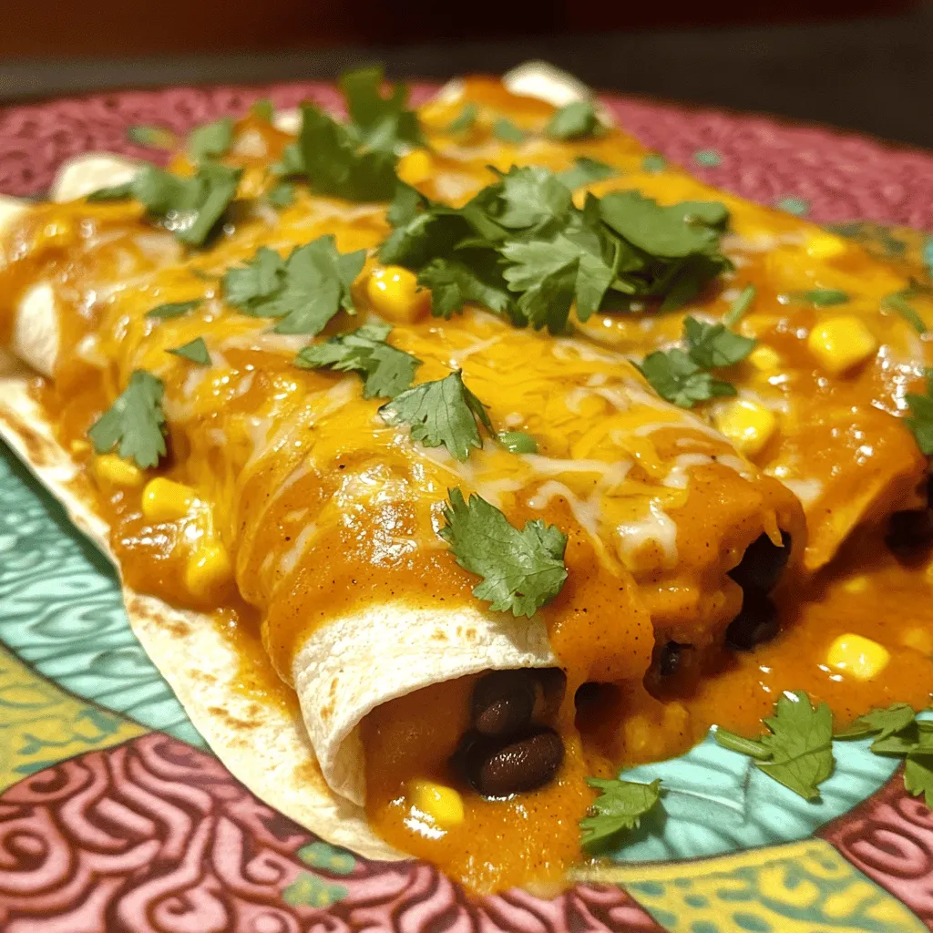 Savory Slow Cooker Pumpkin Black Bean Enchiladas