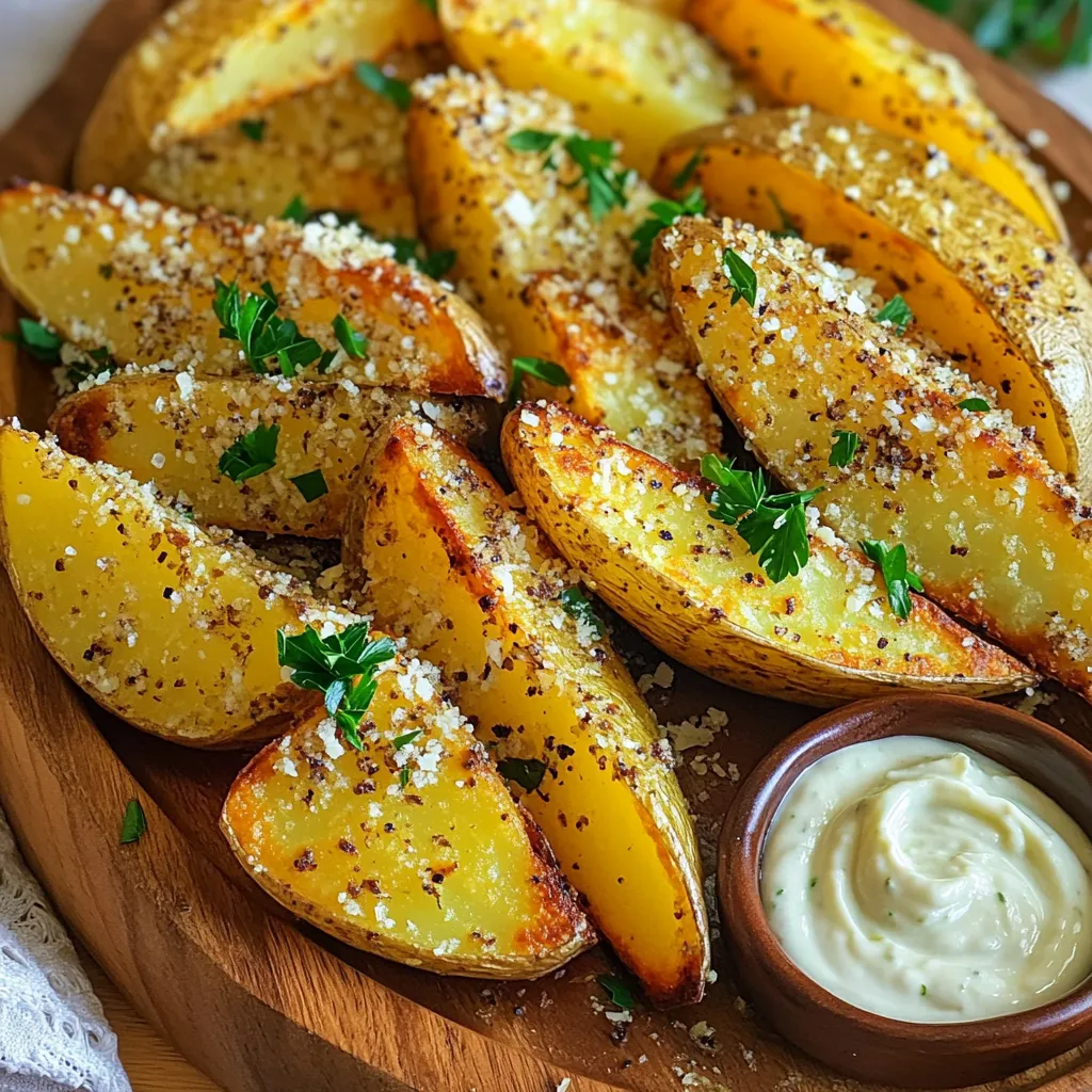 Air Fryer Garlic Parmesan Potato Wedges Delight