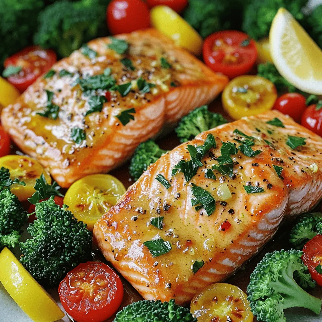 Sheet-Pan Lemon Garlic Butter Salmon with Veggies Delight