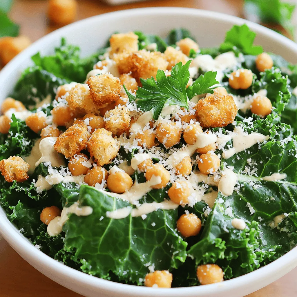 Kale Caesar Salad with Crispy Chickpeas Delight