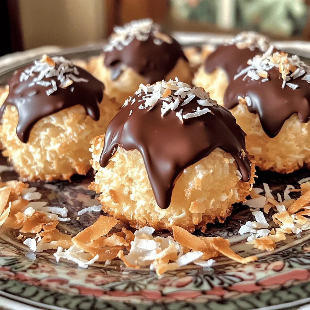 Chocolate Dipped Coconut Macaroons Delightful Treat