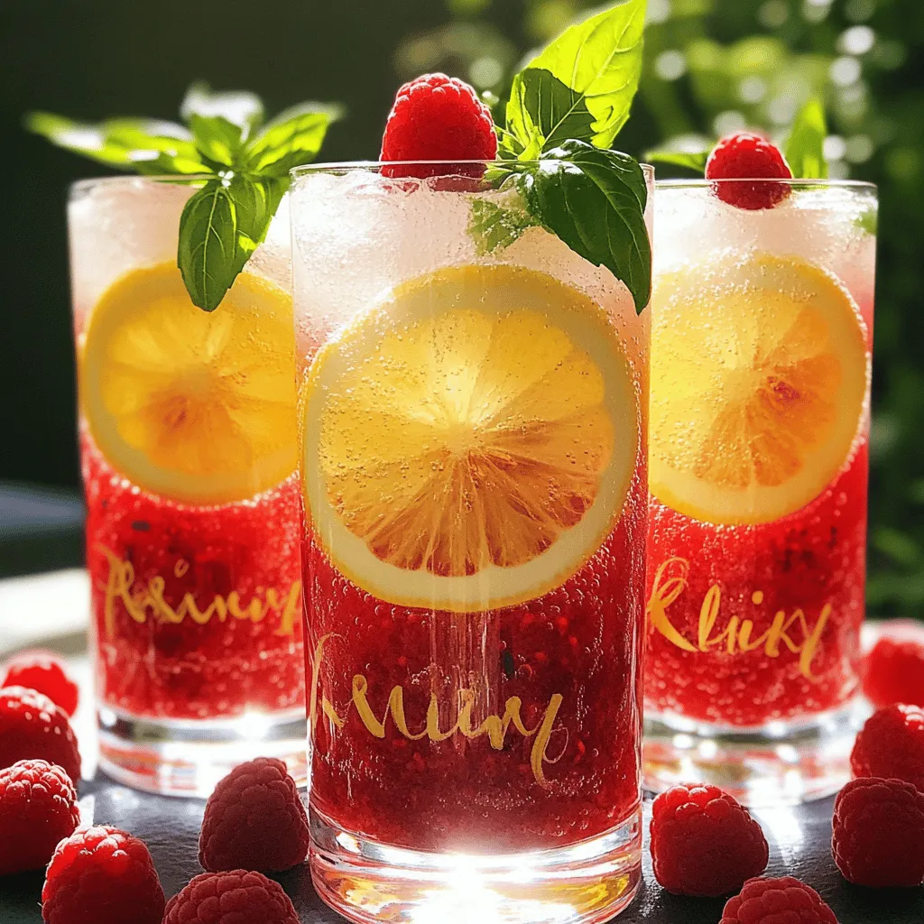 Raspberry Lemon Basil Fizz Refreshing Summer Drink