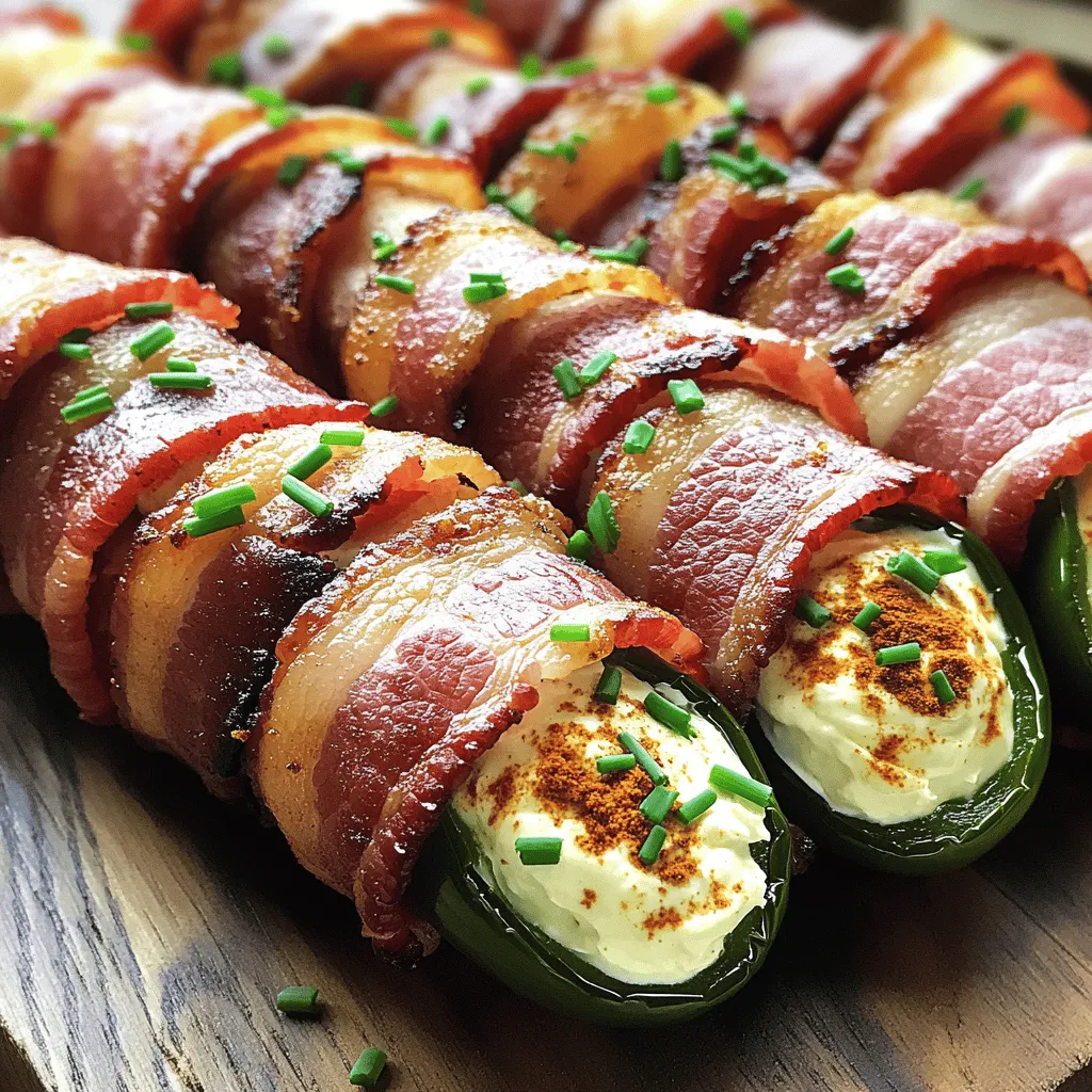 - 1 pound thick-cut bacon - 10 small jalapeño peppers - 8 ounces cream cheese, softened