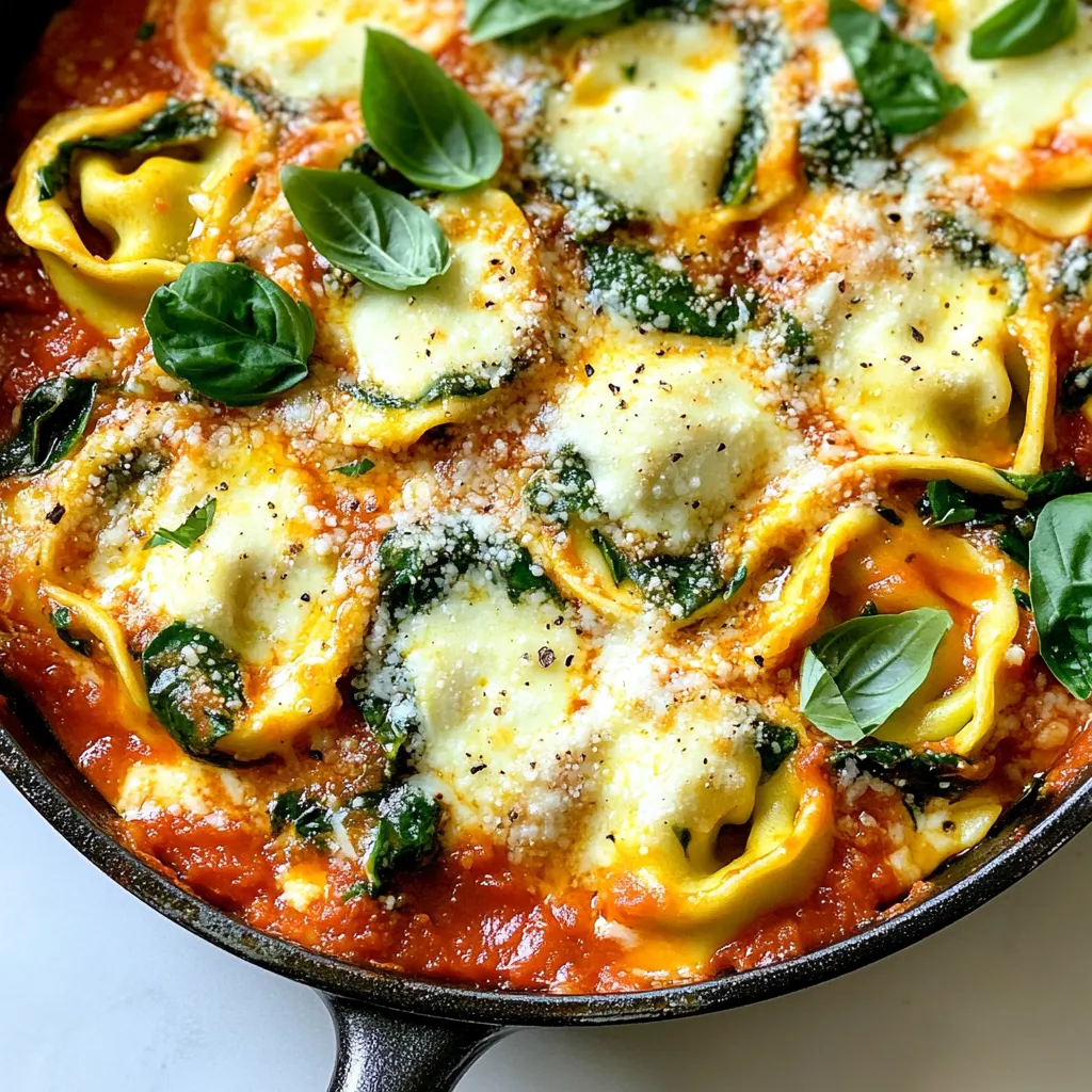 Cheesy Spinach Stuffed Tortellini Skillet Delight