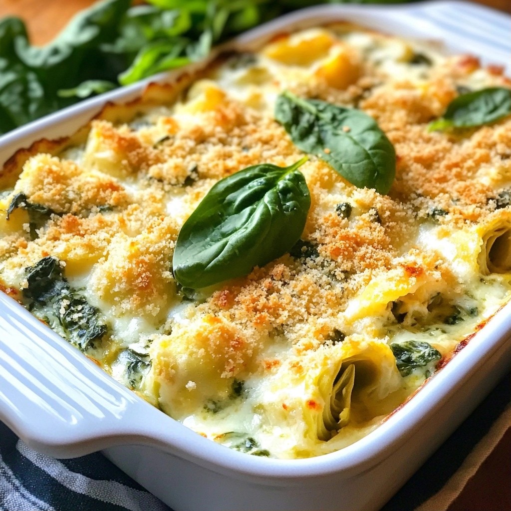 Cheesy Spinach and Artichoke Hotdish Hearty Delight