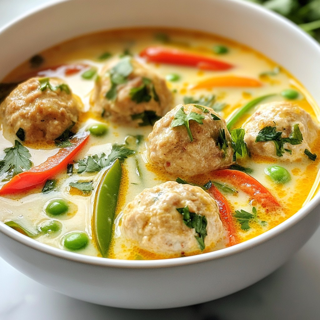 Thai Coconut Chicken Meatball Soup Savory and Simple