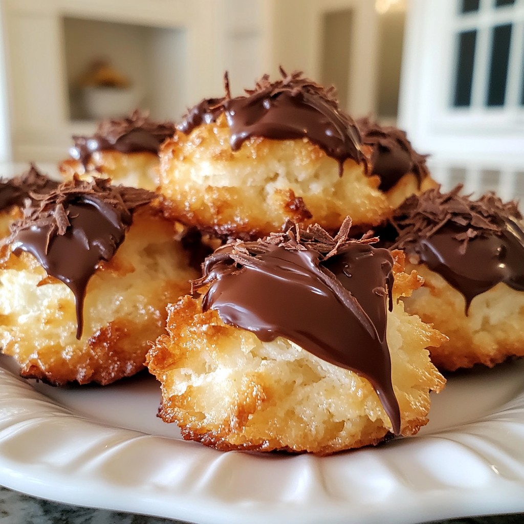 Chocolate Drizzled Coconut Macaroons Delightful Treat
