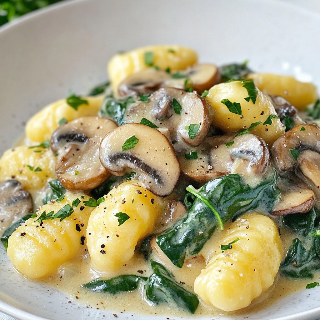 Creamy Mushroom Spinach Gnocchi Flavorful and Easy Dish
