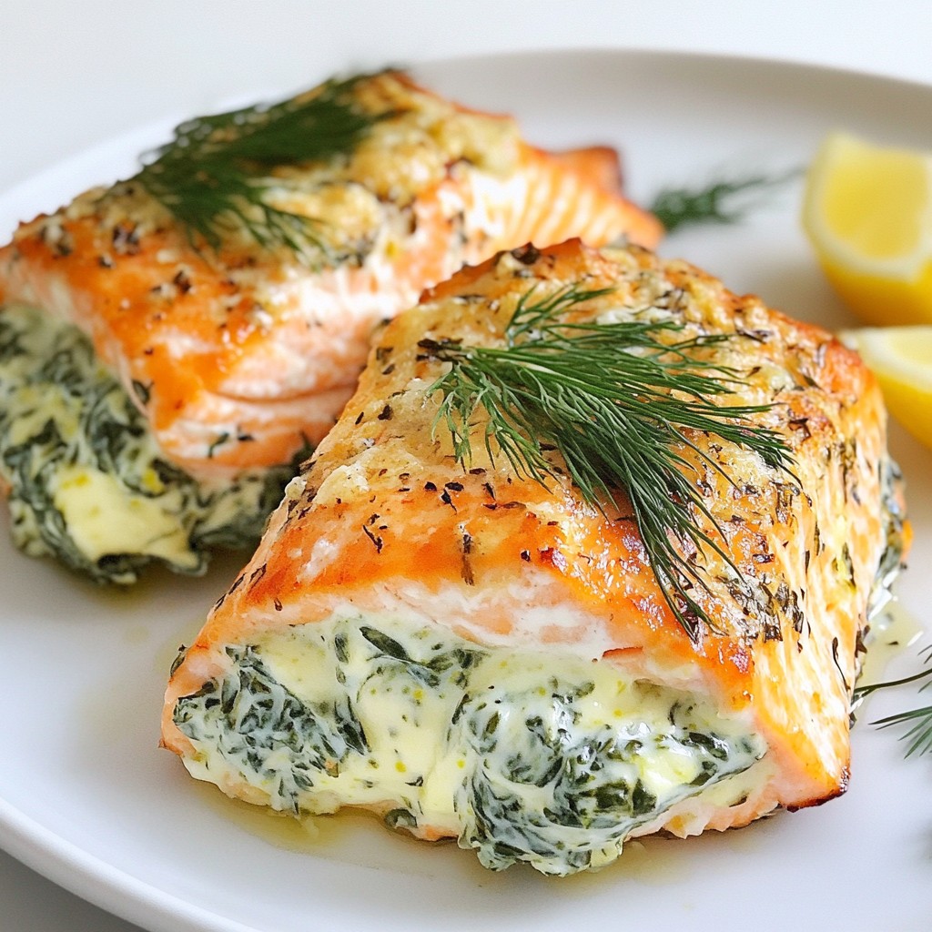 Creamy Spinach Stuffed Salmon Delicious and Healthy Meal