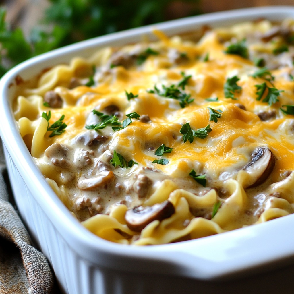 Creamy Beef Stroganoff Casserole Bake Delight