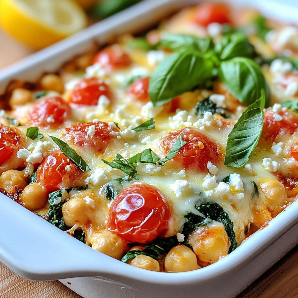 Mediterranean Chickpea and Spinach Cheesy Bake Delight