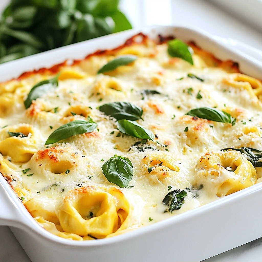 Creamy Alfredo and Spinach Tortellini Bake Delight