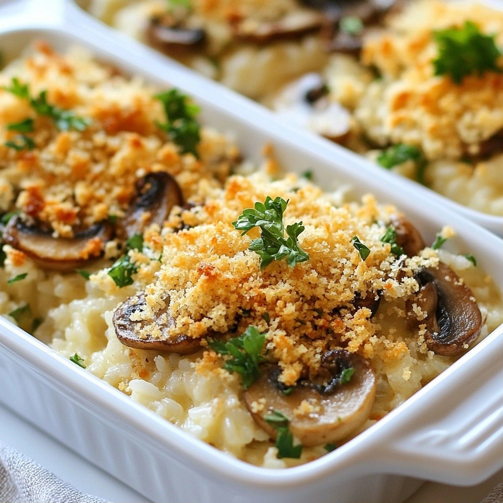 Rich Mushroom and Herb Rice Bake Flavorful Delight