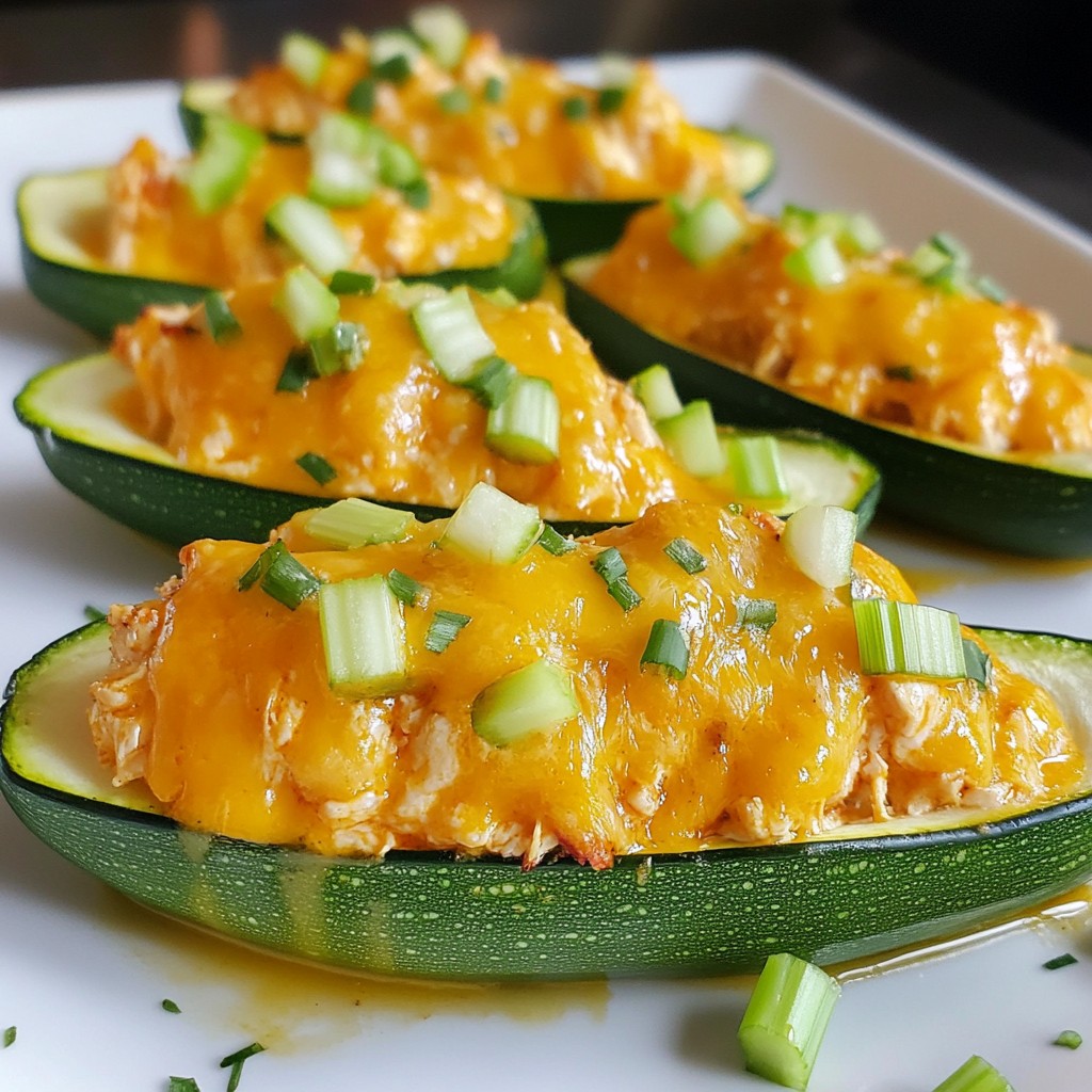 Buffalo Chicken Stuffed Zucchini Boats Tasty Recipe