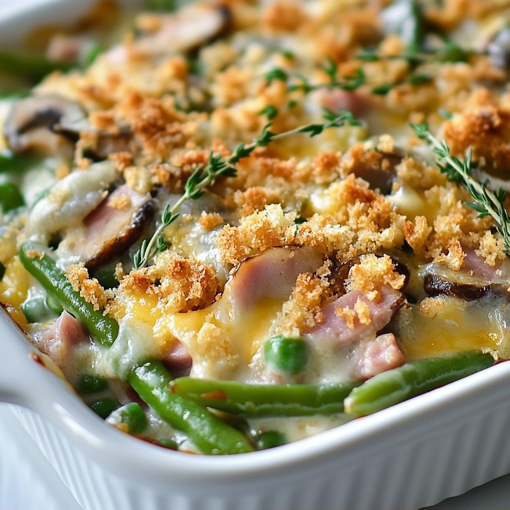 Savory Green Bean and Turkey Ham Casserole Delight