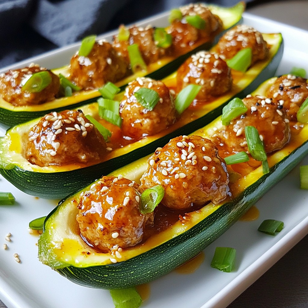 Teriyaki Meatball Zucchini Boats Flavorful and Easy Meal