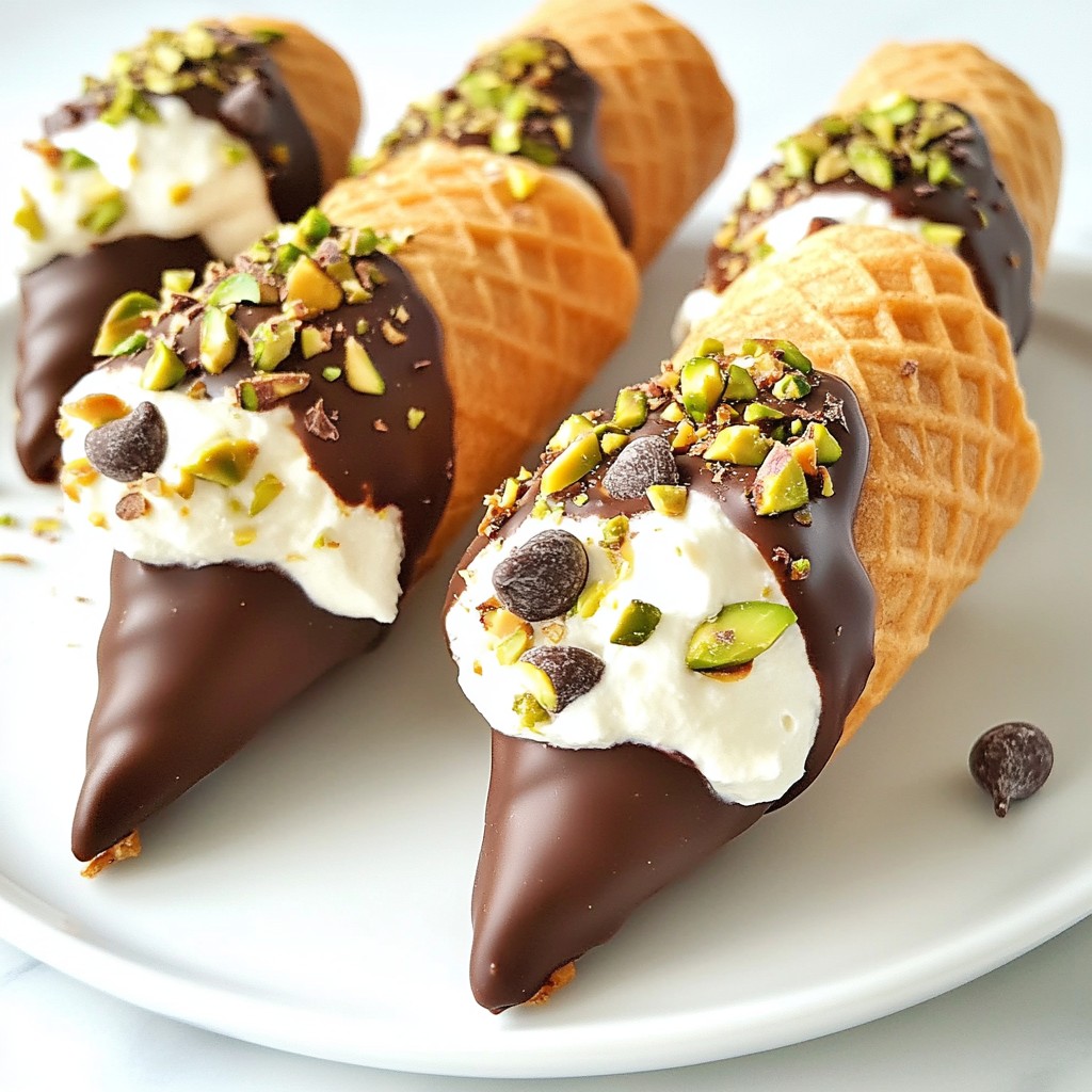 Chocolate Dipped Cannoli Cones Delightful Treat Recipe