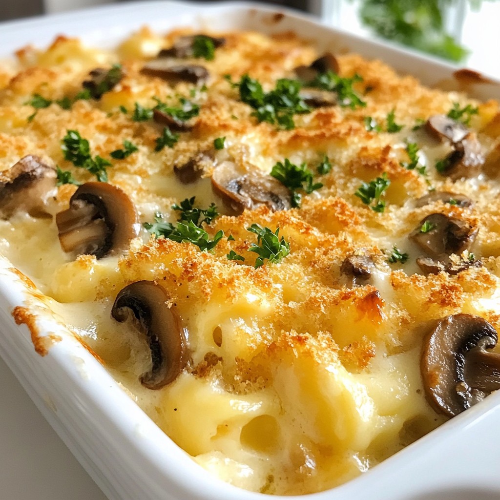 Savory Mushroom and Swiss Cheese Bake Comfort Dish