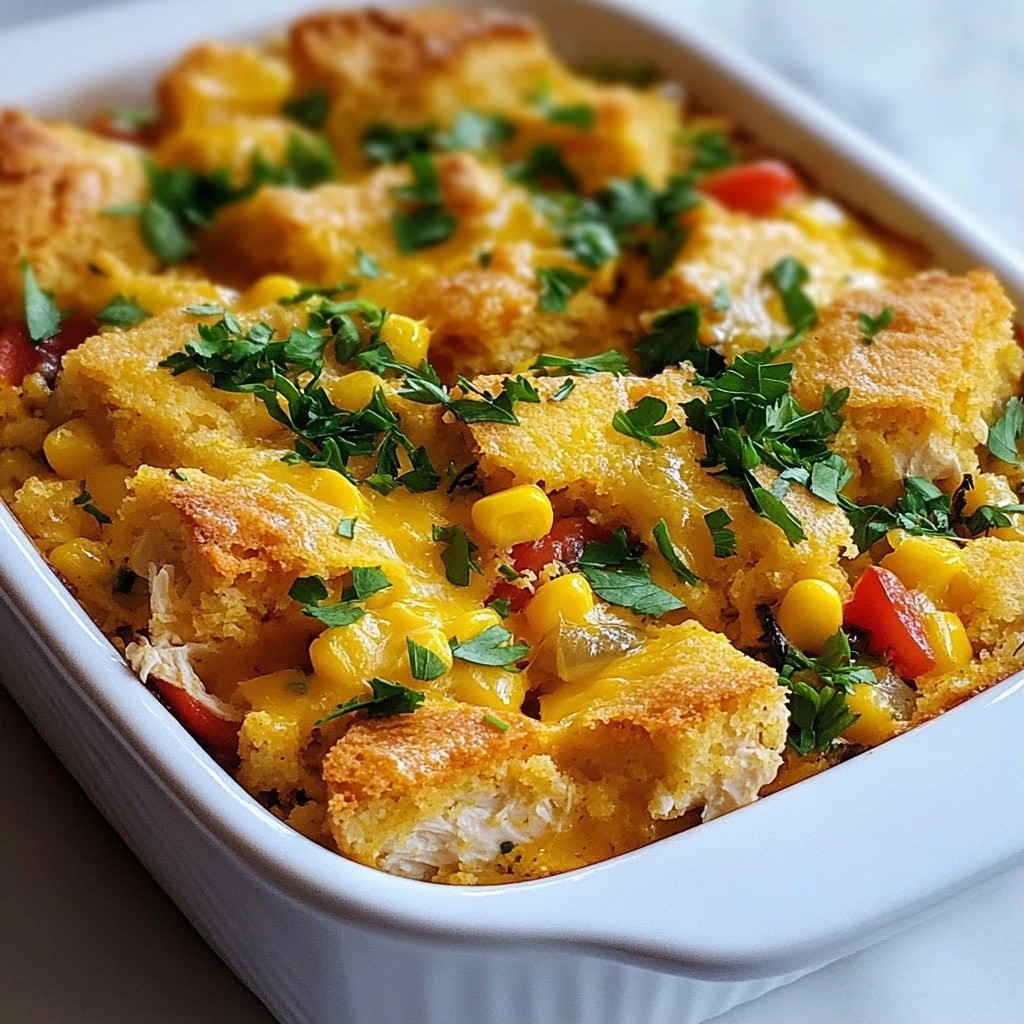 Savory Herb Chicken and Cornbread Casserole Delight