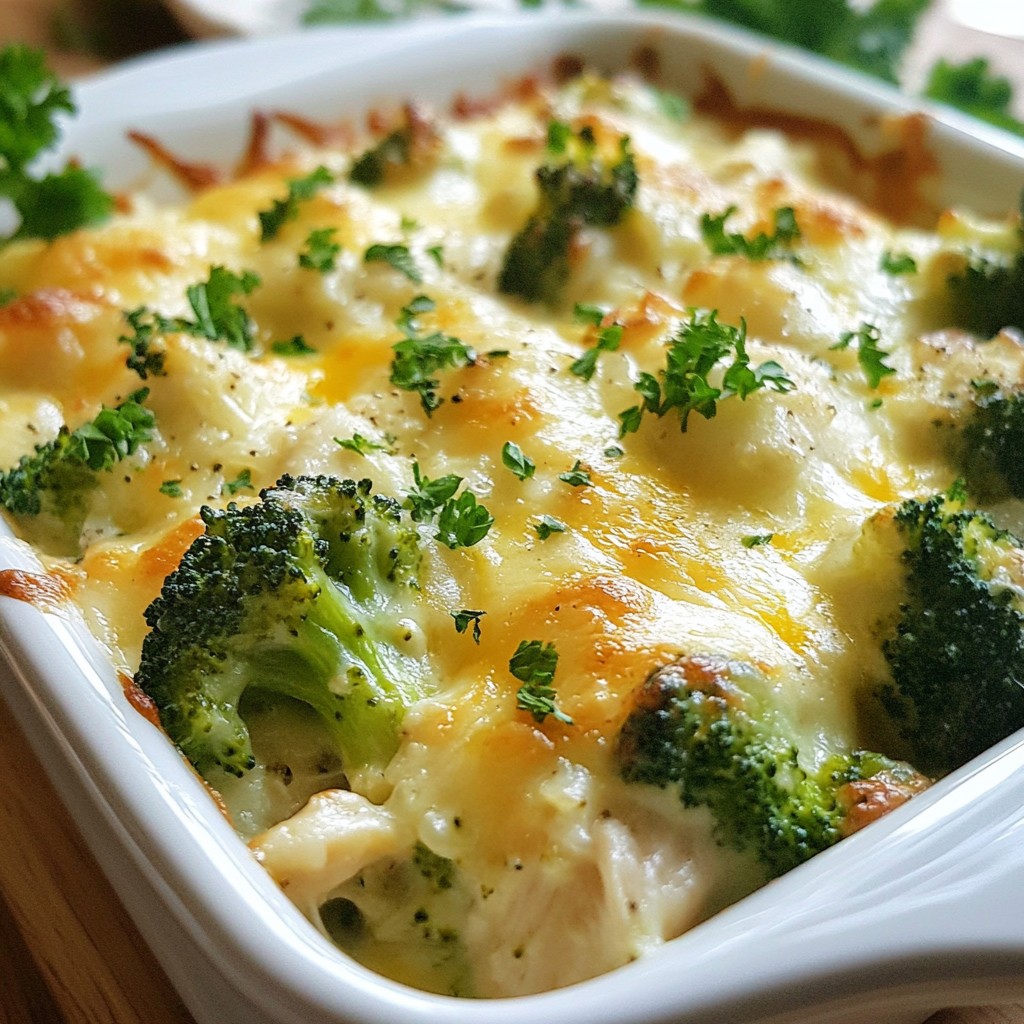 Garlic Parmesan Chicken and Broccoli Casserole Dish