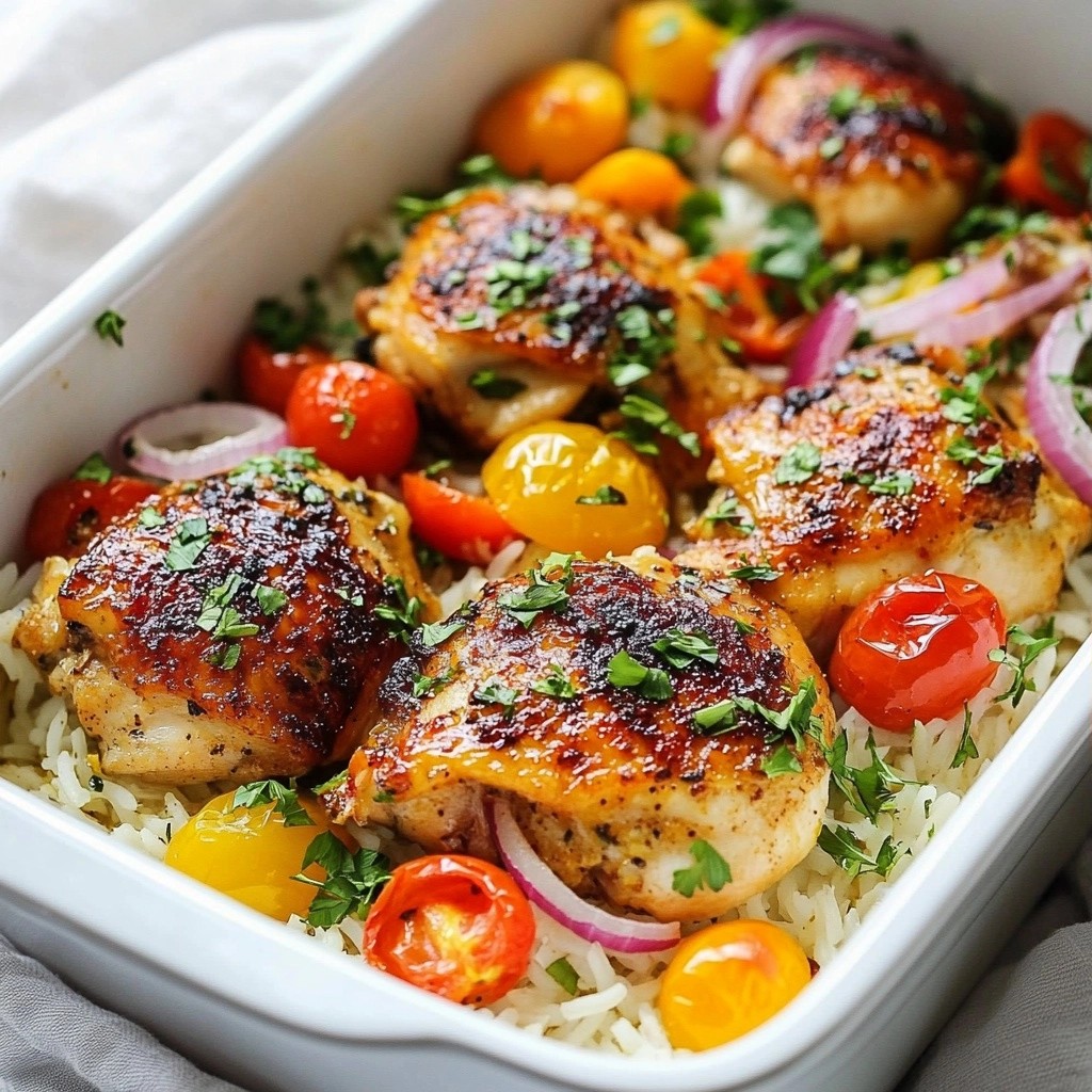 Tangy Mediterranean Chicken and Rice Bake Delight