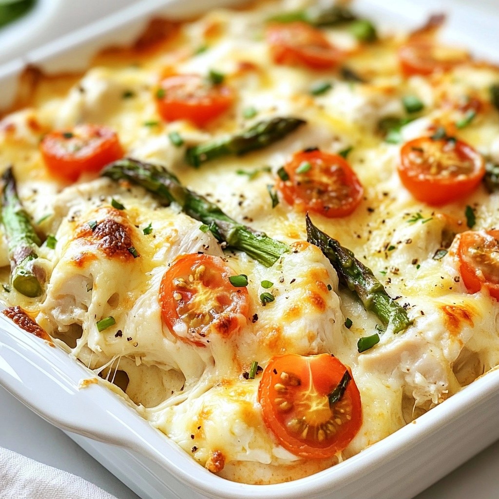 Creamy Chicken and Asparagus Cheesy Bake Delight