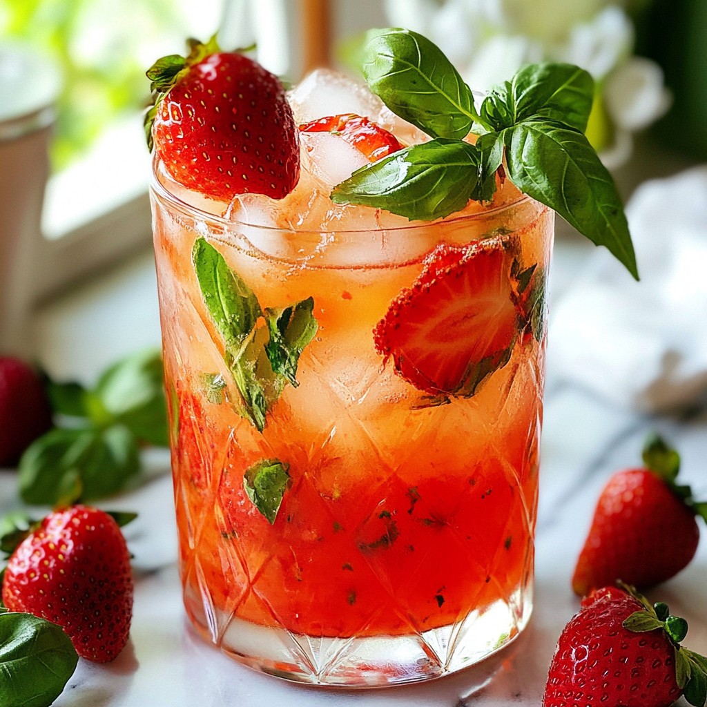Strawberry Basil Lemonade Refreshing Summer Drink