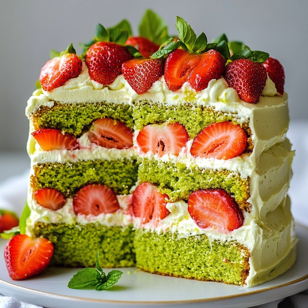 Matcha Strawberry Layer Cake Delightful and Flavorful