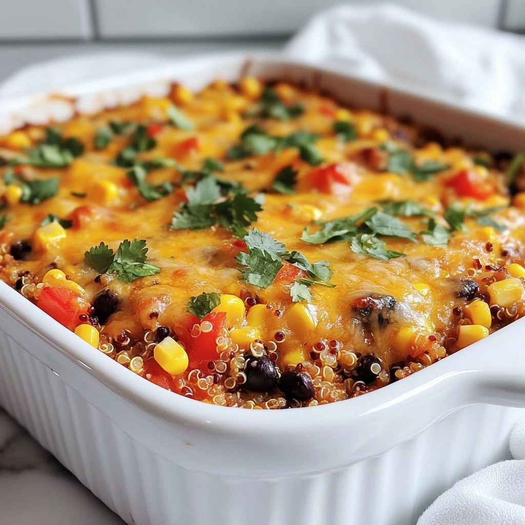 Cheesy Quinoa and Black Bean Hotdish Delight