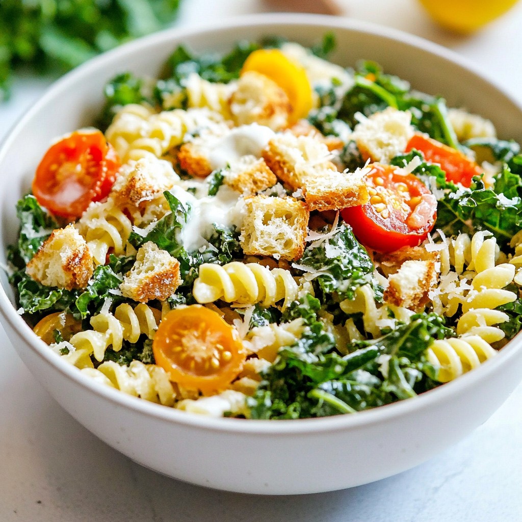 Kale Caesar Pasta Salad Fresh and Flavorful Recipe