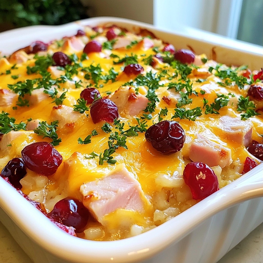 Rich Cranberry and Turkey Ham Casserole Delight