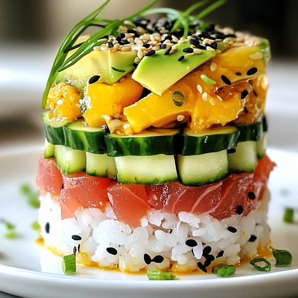 Spicy Tuna Sushi Stack Fresh and Flavorful Recipe