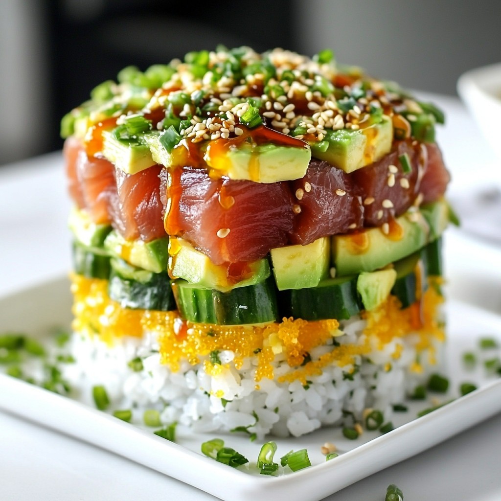 Spicy Tuna Sushi Stack Flavorful and Fresh Recipe