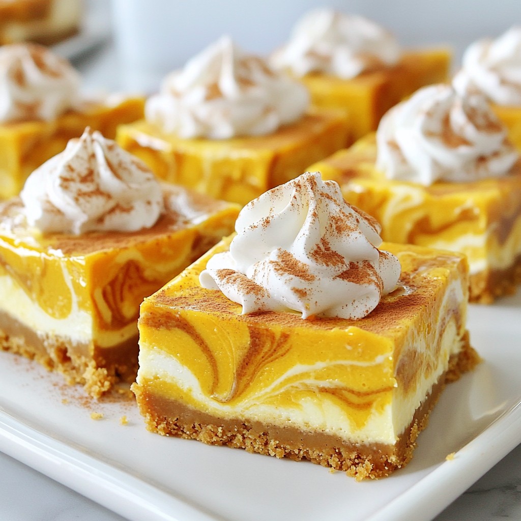 Caramel Pumpkin Cheesecake Bars Delicious Dessert Treat